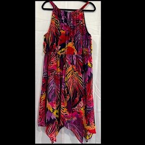 Lane Bryant Tropical Brilliant Vibrant Multi Color Tank Style Halter Dress 18